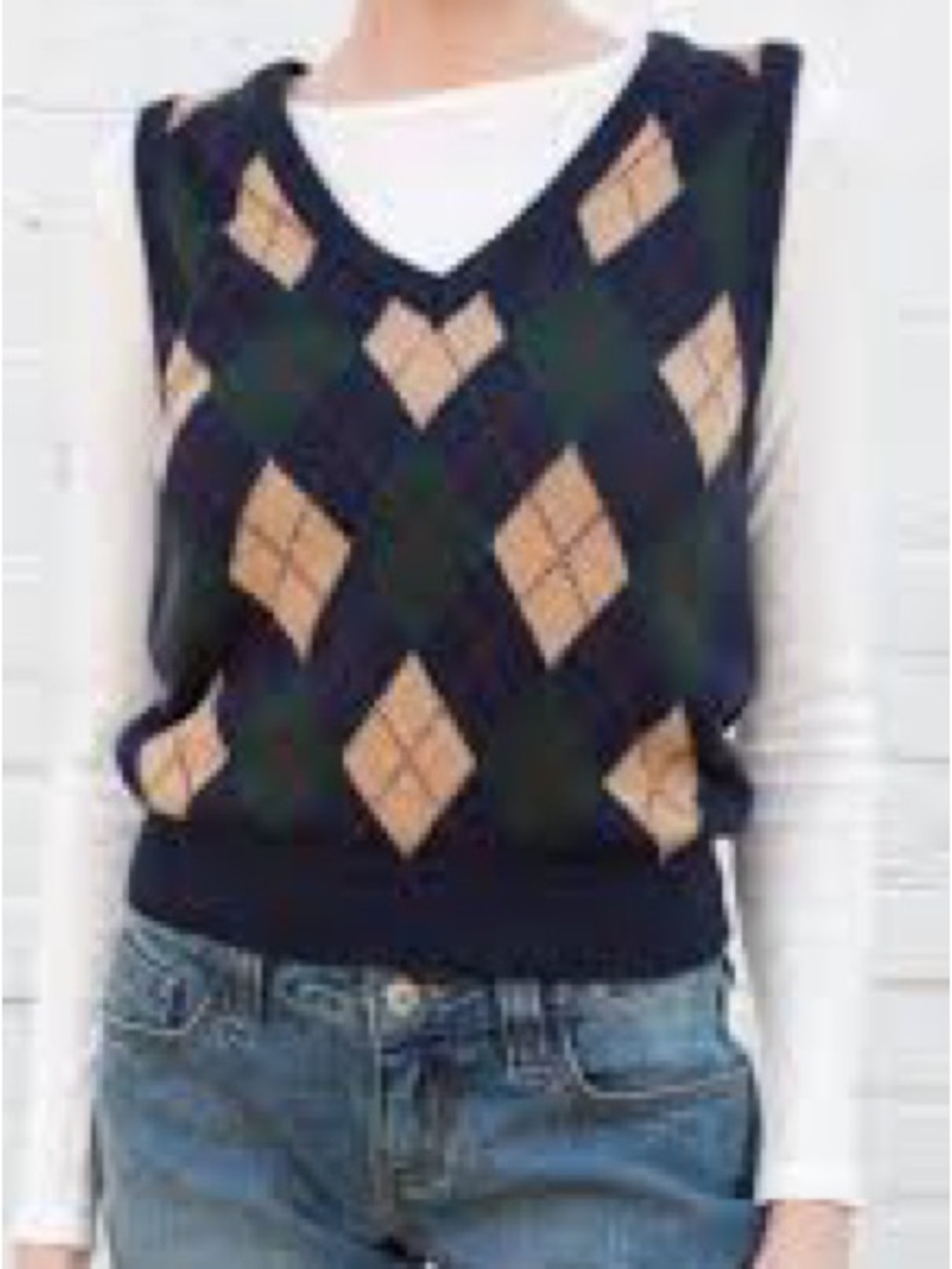 BRANDY MELVILLE Argyle Sweater Vest Wool Blend Academia